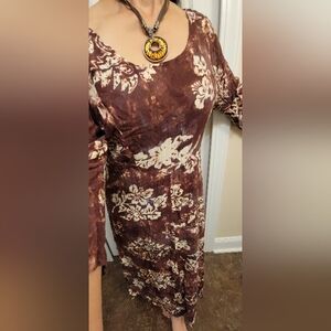 Boho flow loose maxi batik dress with 3/4 sleeves